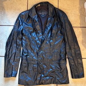 Vintage “Andre De Leure” black leather blazer jacket